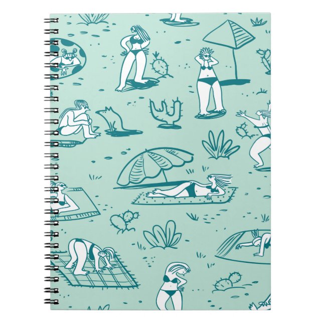 Background with summer beach girls. Seamless patte Notebook (Front)