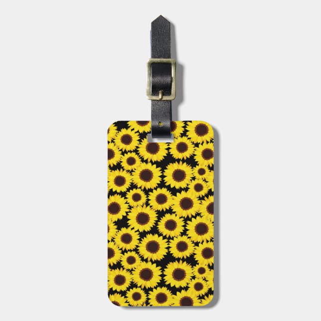 Background with sunflowers luggage tag (Front Vertical)
