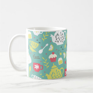 Background with Teapots,  Cups,  Lemon,  Flowers a Coffee Mug