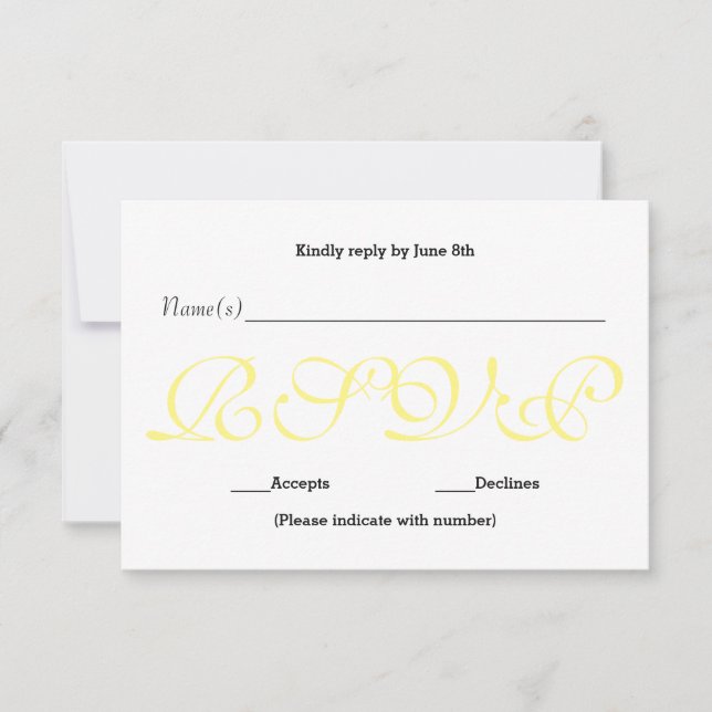 Background Yellow - RSVP Reception Response Card (Front)