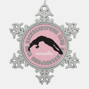 Backhandspring club gymnastics ornement snowflake pewter christmas ornament