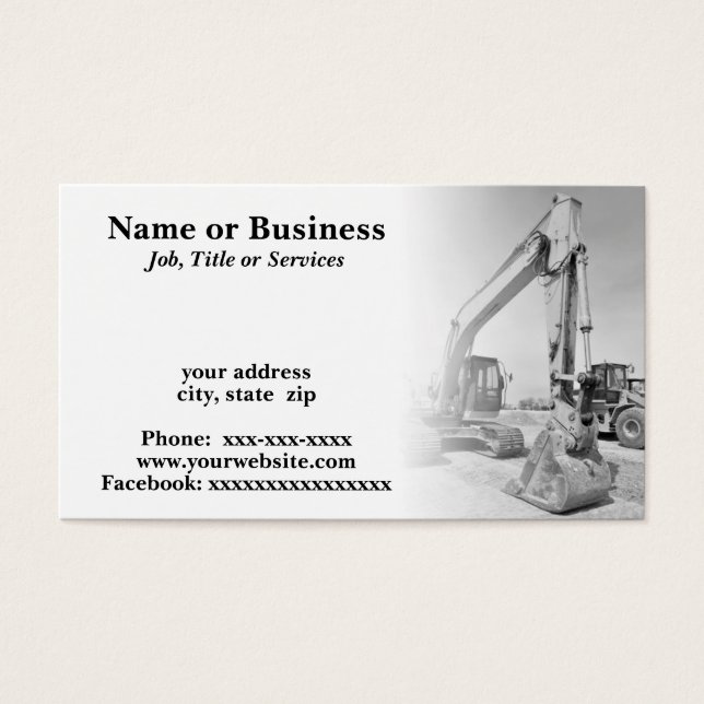 backhoe construction equipment in black/white (Front)