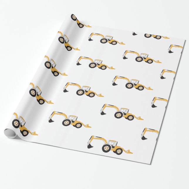 Backhoe Construction Truck Wrapping Paper (Unrolled)