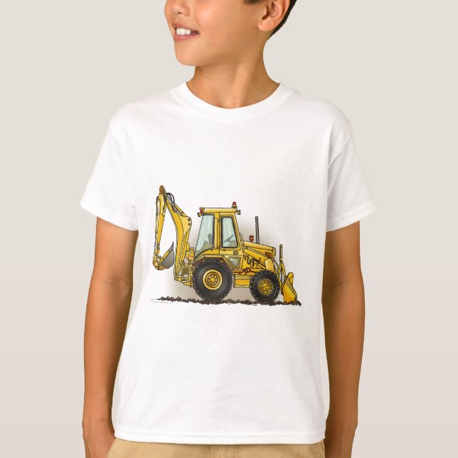 Backhoe Digger Construction Kids T-Shirt (Front)