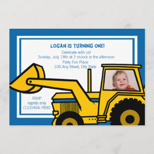 Backhoe Fun/ Photo Invitation