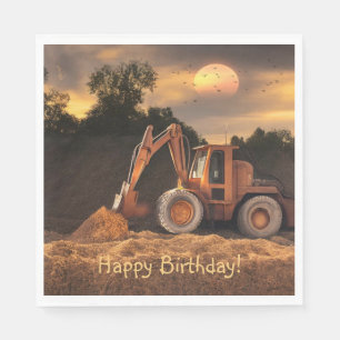 Backhoe Happy Birthday Napkin