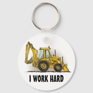 Backhoe Key Chain I Work Hard
