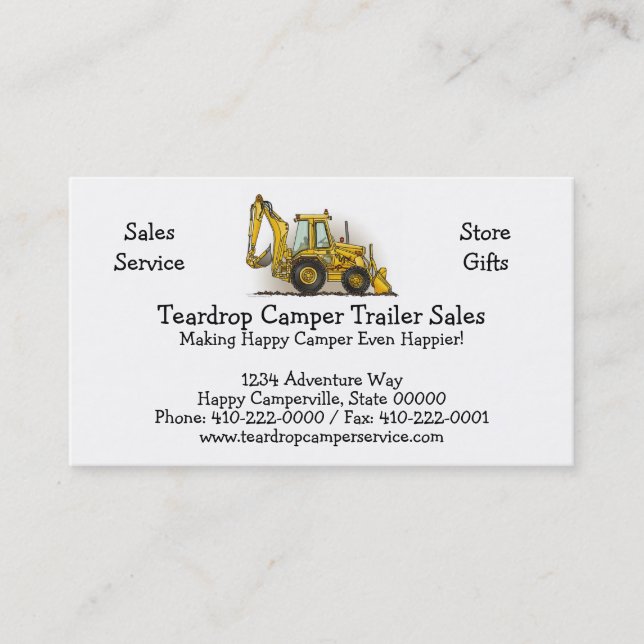 Backhoe Operator Business Card (Front)