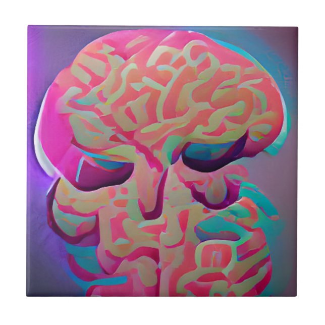 Backlight brain abstract geometric art  ceramic tile (Front)