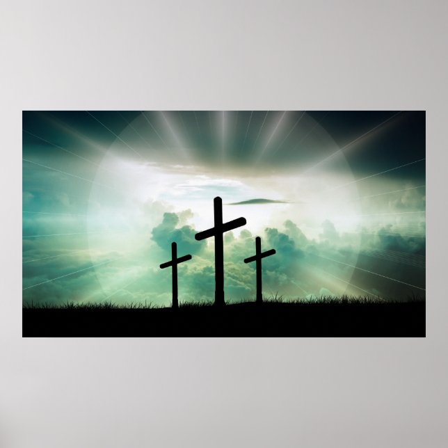 Backlit Calgary Crosses with Clouds Easter Poster (Front)