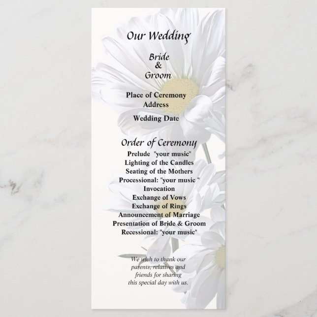 Backlit Daisies Program (Front)