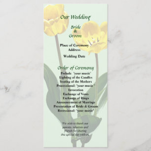 Backlit Yellow Tulips Wedding Program
