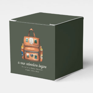 Backpack + Bottles Green Woodland Baby Shower Favour Box