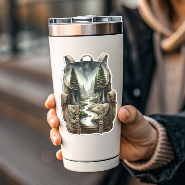 Backpack Forest Waterfall Vinyl Sticker | Decal (Backpack Forest Waterfall Vinyl Sticker | Decal by PiggyPrint Stickers)