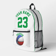 Backpack kids boys basketball sports white green