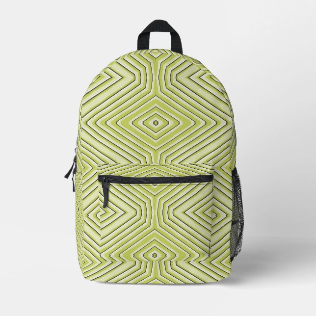 Backpack, Lime chavron zigzag design  Printed Backpack (Front)