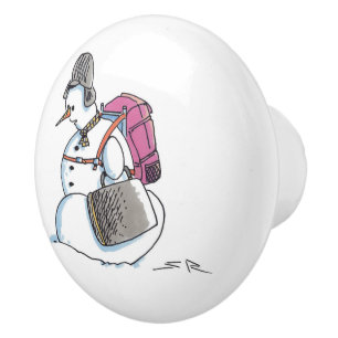 Backpack Snowman ceramic knob