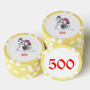 Backpack Snowman yellow 500 striped poker chip