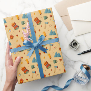 Backpack Tent Bushcraft Camping Pattern 4 Wrapping Paper