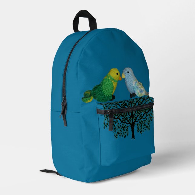 Backpack - Toy Birds Sitting on Bush (Back Corner Left)