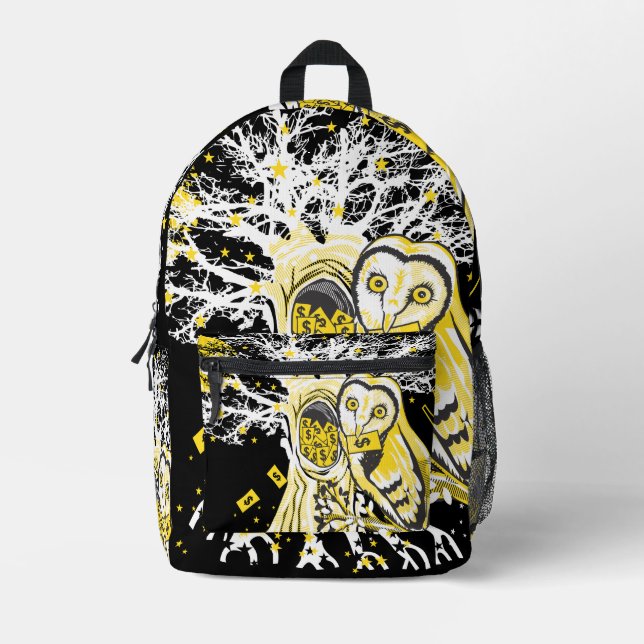 Backpack – Urban Tree Owl & Wealth Surreal Pop-Art (Front)