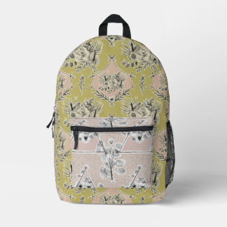 Backpack with floral elements  pastel colors