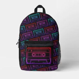 Backpack With Neon Multicolor Cassette Pattern