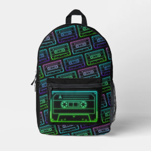 Backpack With Neon Multicolor Cassette Pattern