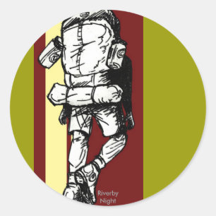 Backpacker (guy)-RedYellow Classic Round Sticker