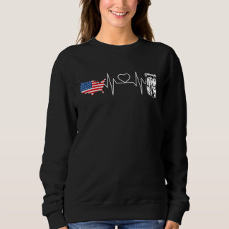 Backpacking Heartbeat Patriotic American Flag USA  Sweatshirt