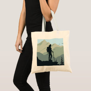 Backpacking Hiking Mountains Design Tote Bag