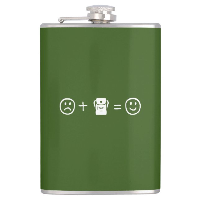 Backpacking Makes You Happy Hip Flask (Front)