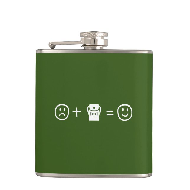 Backpacking Makes You Happy Hip Flask (Front)