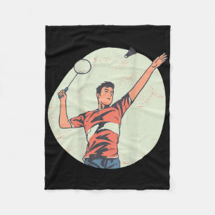 Backprint Badminton And Shuttle Fleece Blanket