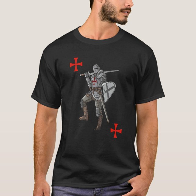 Backprint Crusader Cool Medieval and Knight  1 T-Shirt (Front)