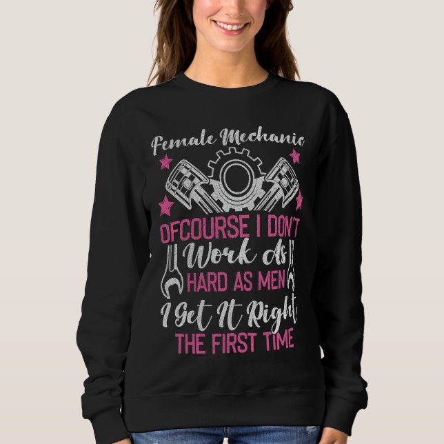 Backprint Female Mechanic Woman Mechanic Sweatshirt (Front)