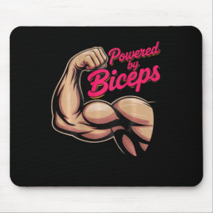 Backprint Funny Gym Humour Biceps Gains Powered By Mouse Pad