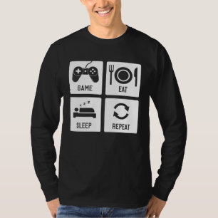 Backprint game eat sleep repeat play food sleep T-Shirt
