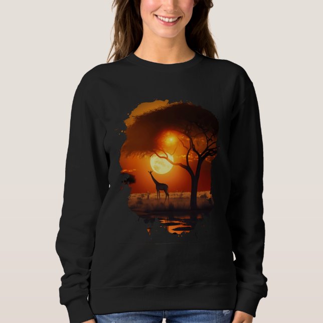 Backprint Giraffes in the hot savannah of Africa i Sweatshirt (Front)