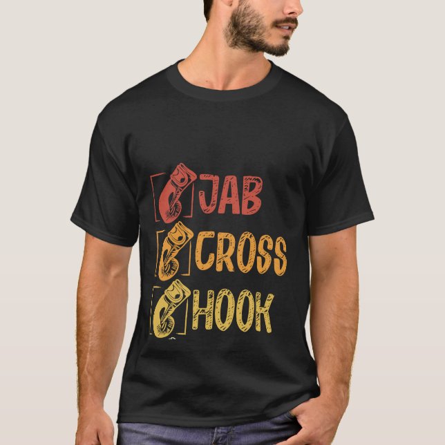 Backprint Jab Cross Hook Uppercut Boxing T-Shirt (Front)