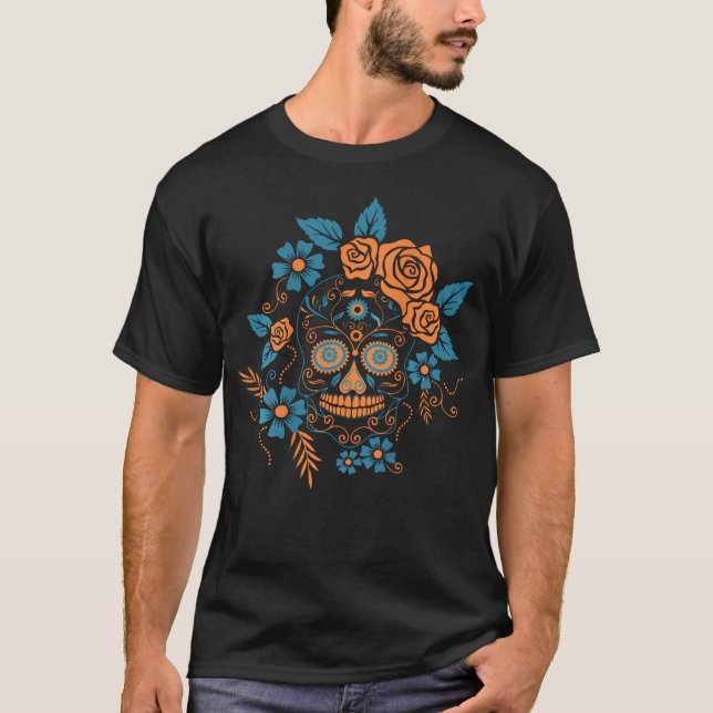 Backprint Mexican Skull Skeleton Mexico T-Shirt (Front)