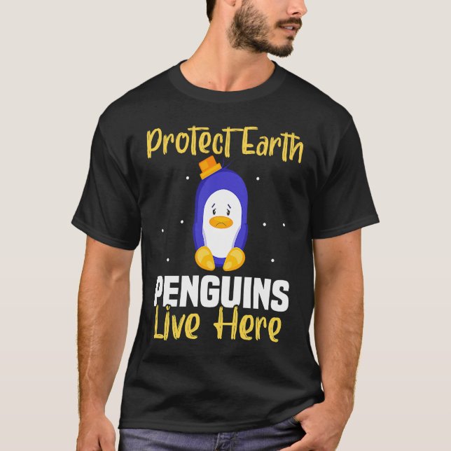 Backprint Protect Earth Penguins live here T-Shirt (Front)