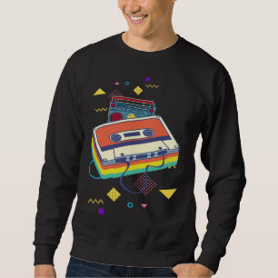 Backprint retro cassette and stereo system 80s and sweatshirt