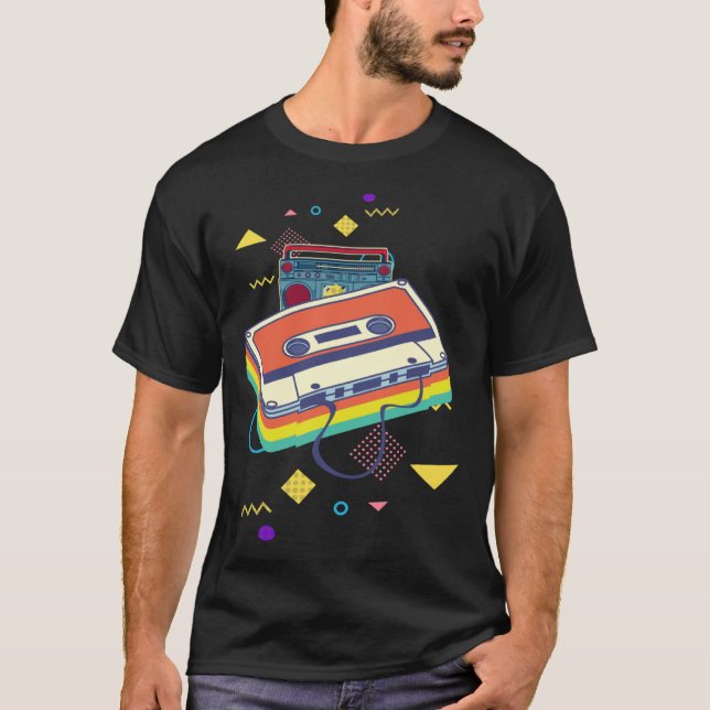 Backprint retro cassette and stereo system 80s and T-Shirt (Front)