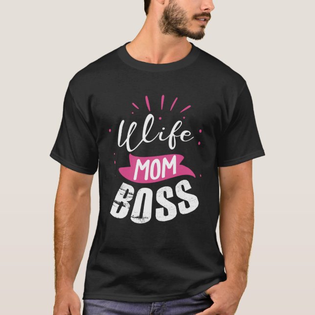 Backprint Wife Mum Boss Wife Mum Chef T-Shirt (Front)