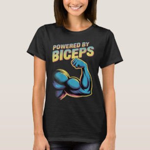 Backprinted Funny Gym Humour Biceps Gains Powered T-Shirt