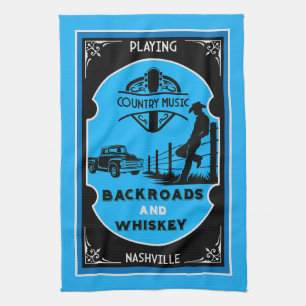Backroad American Country Music Tea Towel