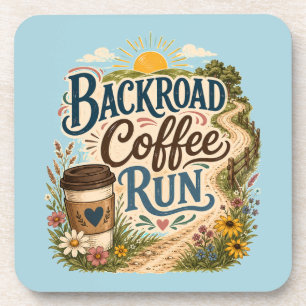 Backroad Coffee Run Country Folk Sunrise Coaster