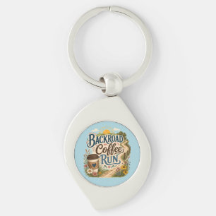 Backroad Coffee Run Country Folk Sunrise Key Ring