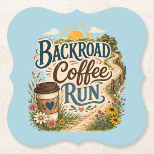 Backroad Coffee Run Country Folk Sunrise Paper Coaster